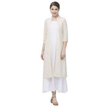 Beige embroidered georgette kurtas-and-kurtis 1