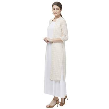 Beige embroidered georgette kurtas-and-kurtis 2