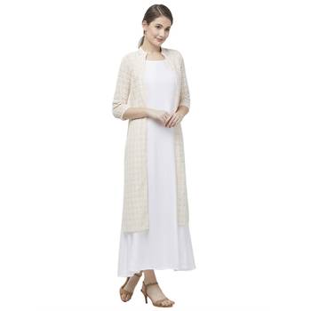 Beige embroidered georgette kurtas-and-kurtis 3