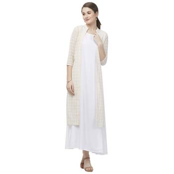 Beige embroidered georgette kurtas-and-kurtis 5