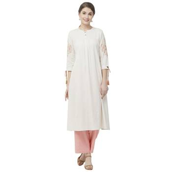 Off-white embroidered cotton kurtas-and-kurtis 1