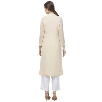 Beige embroidered georgette kurtas-and-kurtis 4
