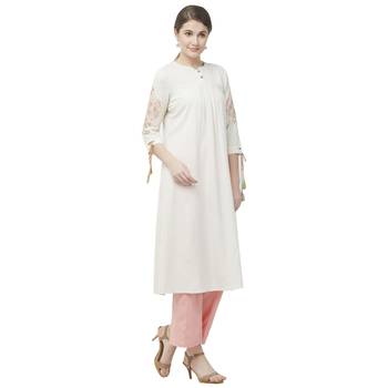Off-white embroidered cotton kurtas-and-kurtis 3