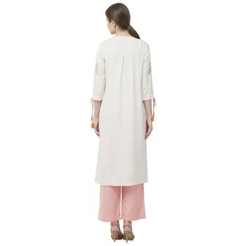 Off-white embroidered cotton kurtas-and-kurtis 4