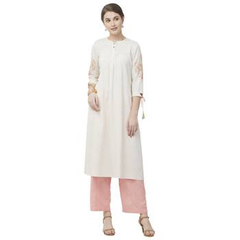 Off-white embroidered cotton kurtas-and-kurtis 5
