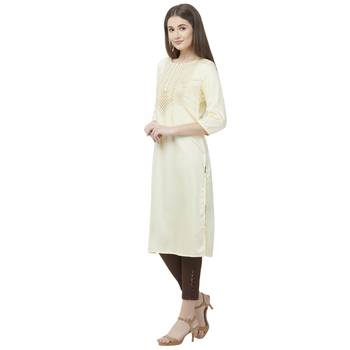 Off-white embroidered rayon kurtas-and-kurtis 2