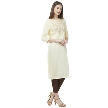 Off-white embroidered rayon kurtas-and-kurtis 3