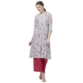 Grey printed rayon kurtas-and-kurtis 1