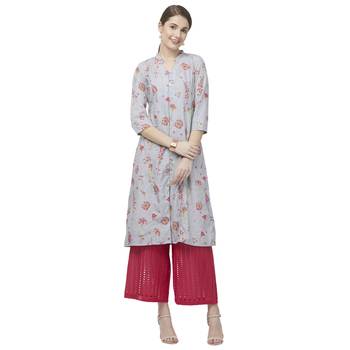 Grey printed rayon kurtas-and-kurtis 5