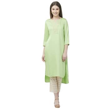 Green embroidered rayon kurtas-and-kurtis 1