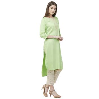 Green embroidered rayon kurtas-and-kurtis 2