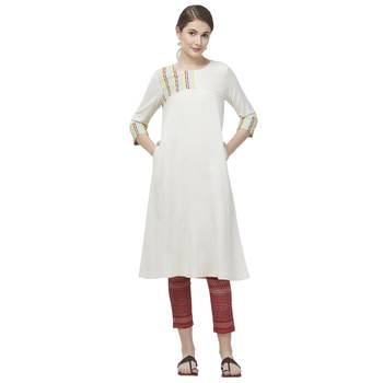 Off-white embroidered viscose kurtas-and-kurtis 1