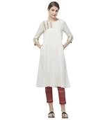 Off-white embroidered viscose kurtas-and-kurtis