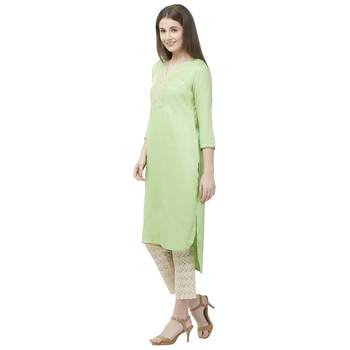 Green embroidered rayon kurtas-and-kurtis 3