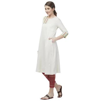 Off-white embroidered viscose kurtas-and-kurtis 2