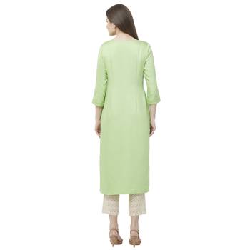 Green embroidered rayon kurtas-and-kurtis 4