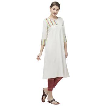 Off-white embroidered viscose kurtas-and-kurtis 3