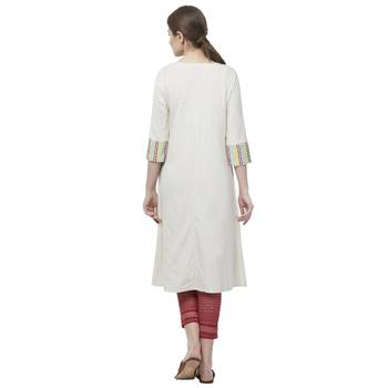Off-white embroidered viscose kurtas-and-kurtis 4