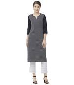 Black embroidered rayon kurtas-and-kurtis