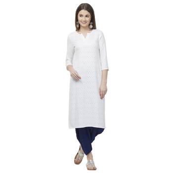 White embroidered rayon kurtas-and-kurtis 1