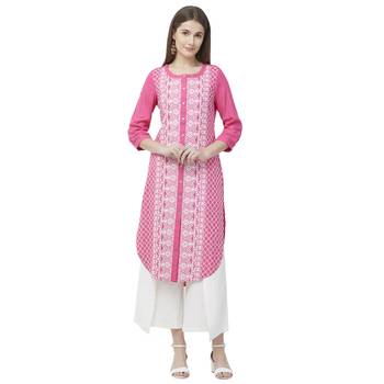 Pink embroidered rayon kurtas-and-kurtis 1