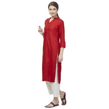 Maroon plain rayon kurtas-and-kurtis 2