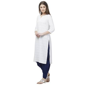 White embroidered rayon kurtas-and-kurtis 3