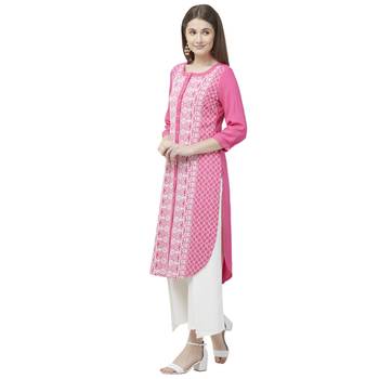 Pink embroidered rayon kurtas-and-kurtis 2