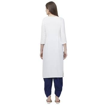White embroidered rayon kurtas-and-kurtis 4