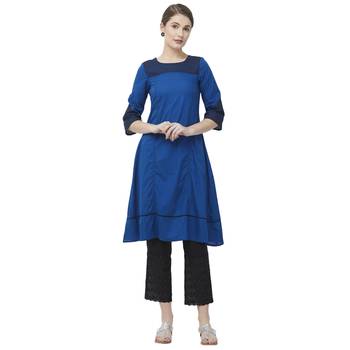 Navy-blue embroidered cotton kurtas-and-kurtis 1