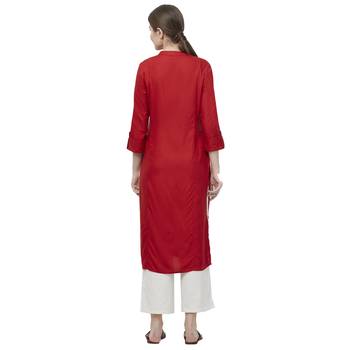 Maroon plain rayon kurtas-and-kurtis 4