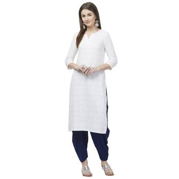 White embroidered rayon kurtas-and-kurtis 5