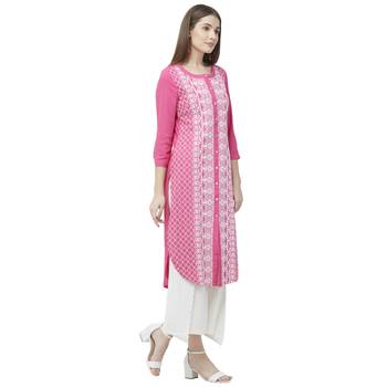 Pink embroidered rayon kurtas-and-kurtis 3
