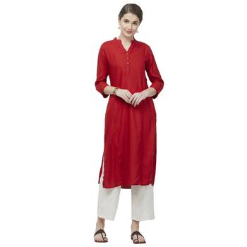 Maroon plain rayon kurtas-and-kurtis 5