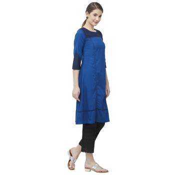 Navy-blue embroidered cotton kurtas-and-kurtis 2
