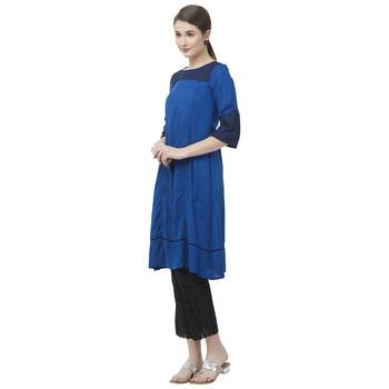 Navy-blue embroidered cotton kurtas-and-kurtis 3