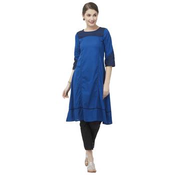 Navy-blue embroidered cotton kurtas-and-kurtis 5