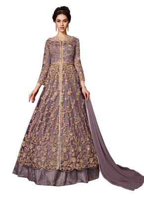 Purple Embroidered Net Salwar 1
