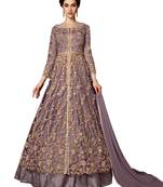 Purple Embroidered Net Salwar