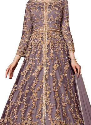 Purple Embroidered Net Salwar 2