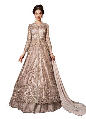 Peach Embroidered Net Salwar 1