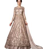 Peach Embroidered Net Salwar