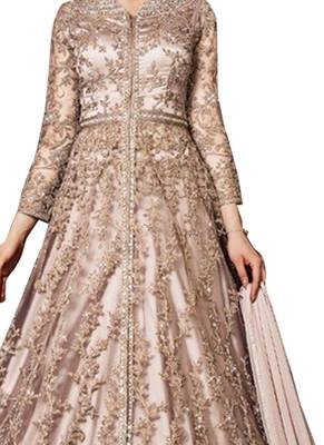 Peach Embroidered Net Salwar 2