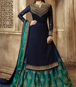 Navy-blue embroidered faux georgette salwar