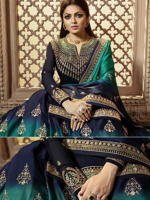 Navy-blue embroidered faux georgette salwar 3