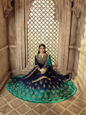 Navy-blue embroidered faux georgette salwar 4