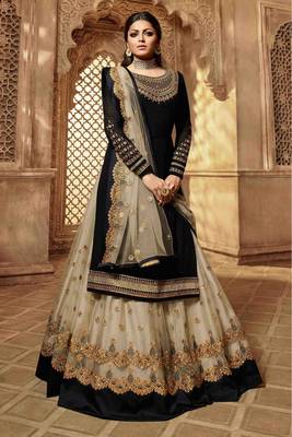 Black embroidered faux georgette salwar 1