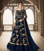 Blue embroidered net salwar
