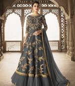 Grey embroidered net salwar
