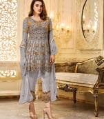 Grey embroidered net salwar